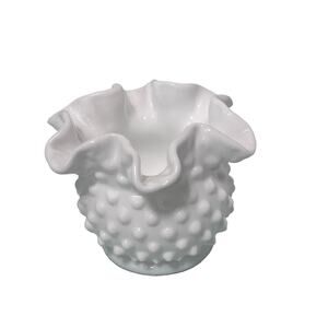 Hobnail Vintage Crimped Ruffled Edge Vase Planter